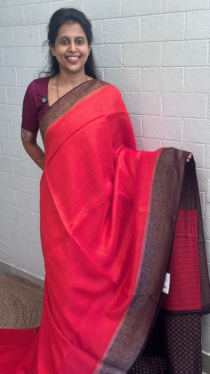 Moonga Tussar Contrast Border Saree