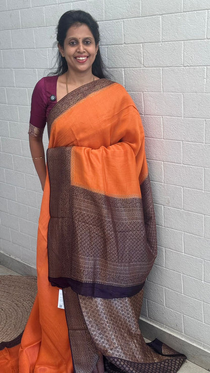 Moonga Tussar Contrast Border Saree