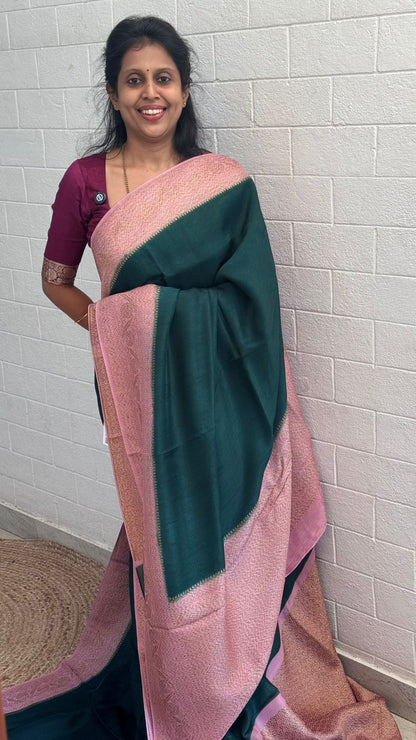 Moonga Tussar Contrast Border Saree