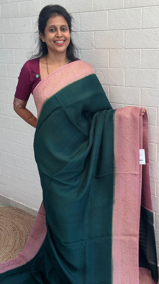 Moonga Tussar Contrast Border Saree