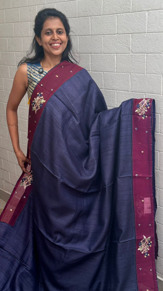 Pure Desi Tussar Embellished Saree