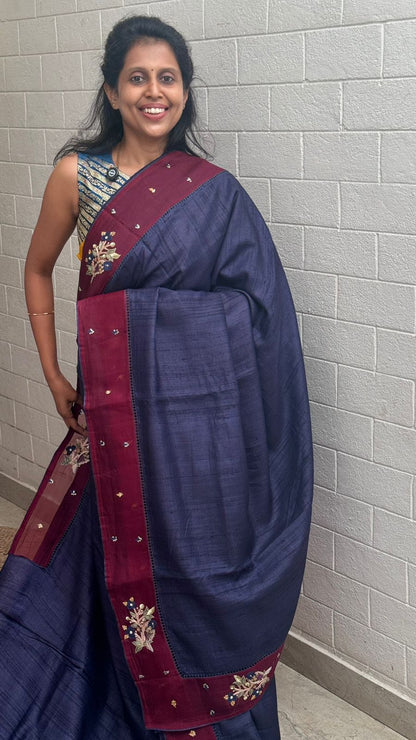Pure Desi Tussar Embellished Saree