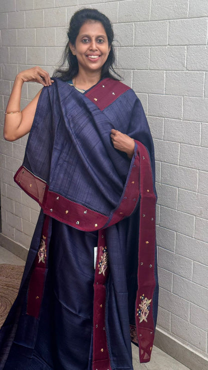 Pure Desi Tussar Embellished Saree