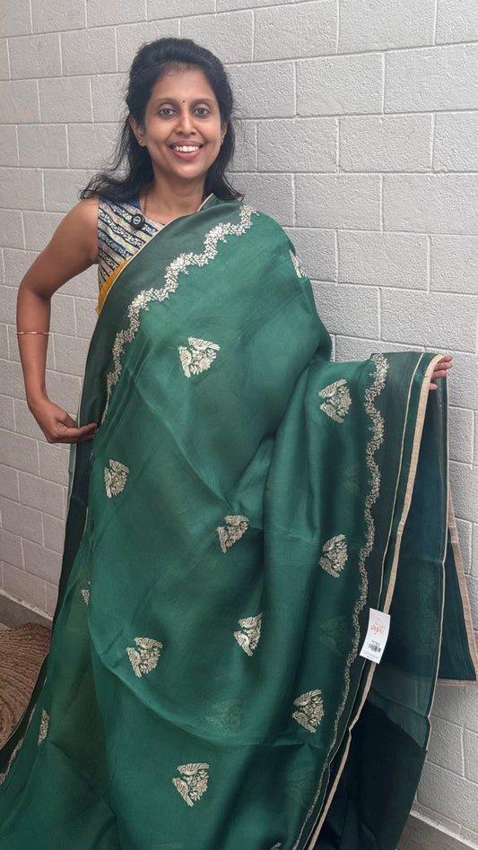Pure Organza Raw Silk Border Saree