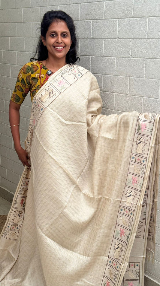 Blended Tussar Pichwai Embroidered