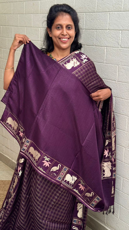 Blended Tussar Pichwai Embroidered Saree