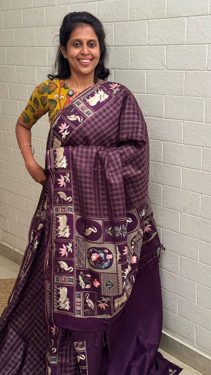 Blended Tussar Pichwai Embroidered Saree