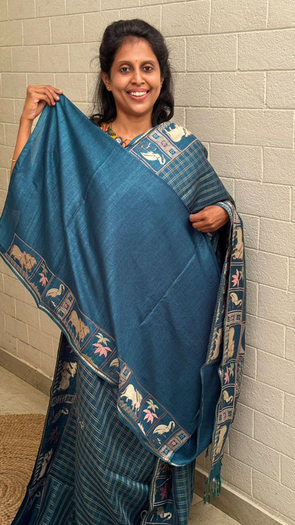 Blended Tussar Pichwai Embroidered Saree