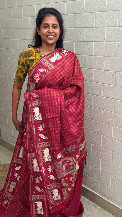 Blended Tussar Pichwai Embroidered Saree