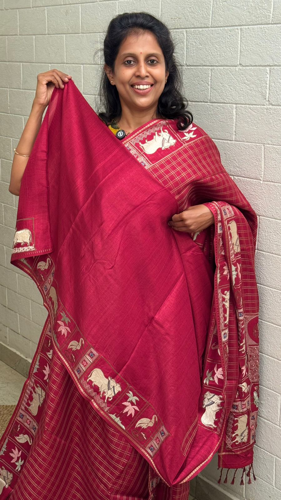 Blended Tussar Pichwai Embroidered Saree