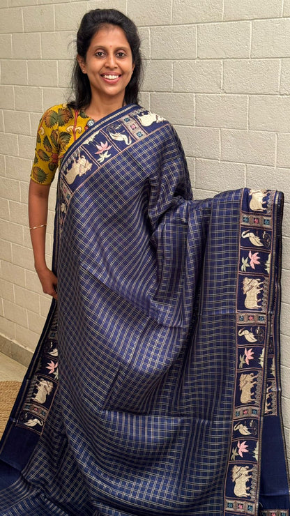 Blended Tussar Pichwai Embroidered Saree