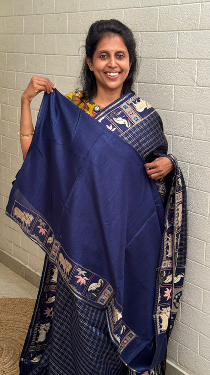 Blended Tussar Pichwai Embroidered Saree