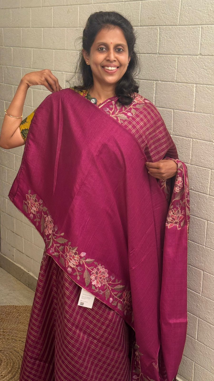 Blended Tussar Floral Embroidered Saree