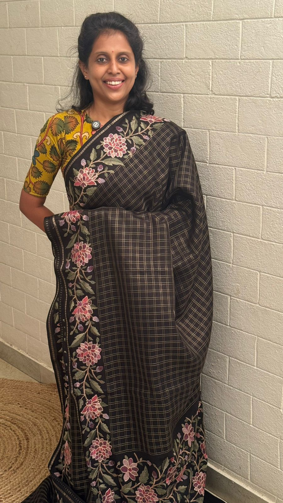 Blended Tussar Floral Embroidered Saree
