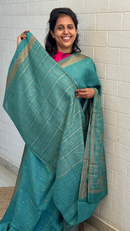 Moonga Tussar Flamingo Saree