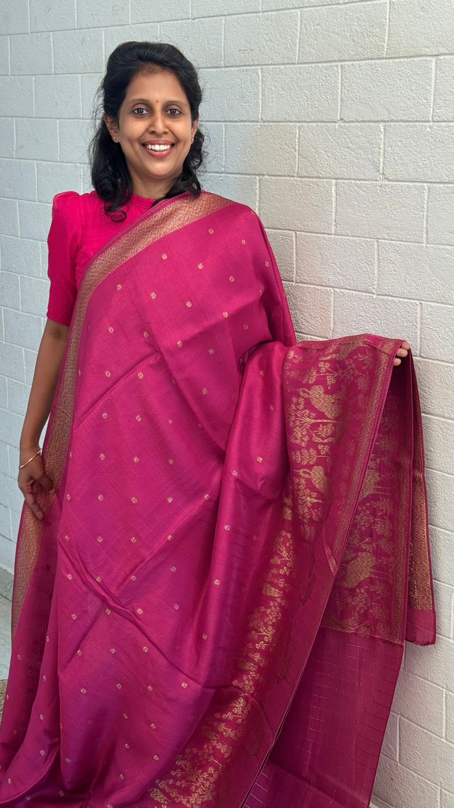 Moonga Tussar Flamingo Saree