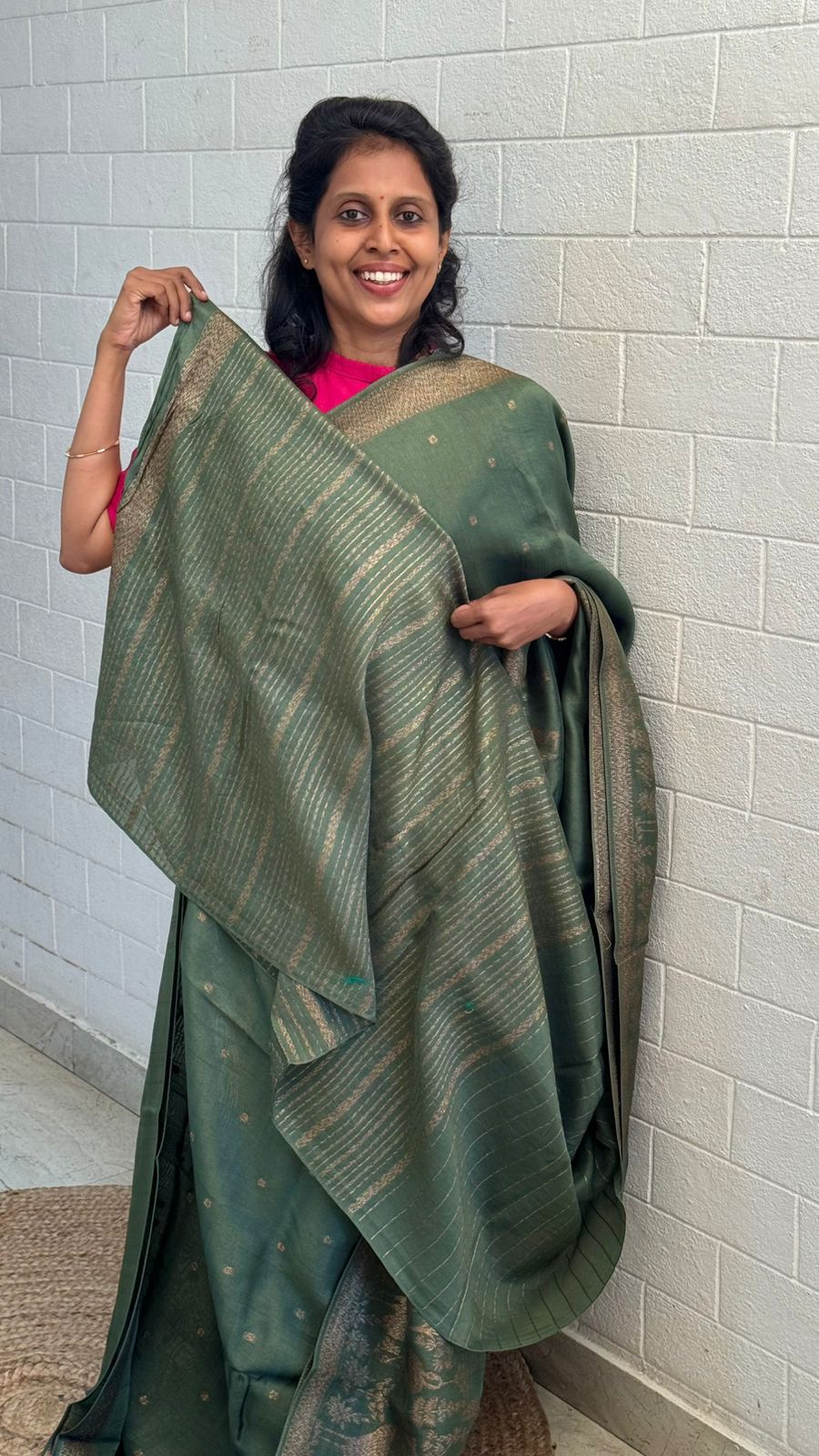 Moonga Tussar Flamingo Saree