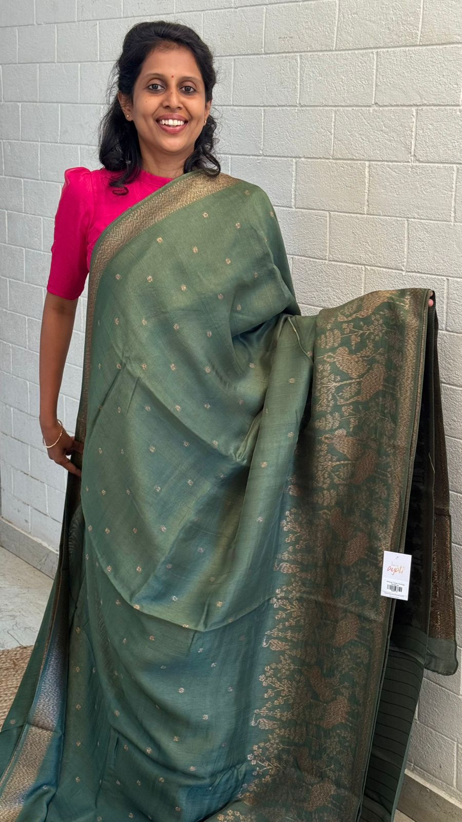 Moonga Tussar Flamingo Saree