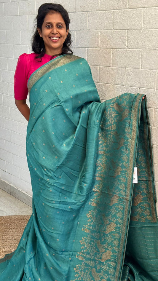 Moonga Tussar Flamingo Saree