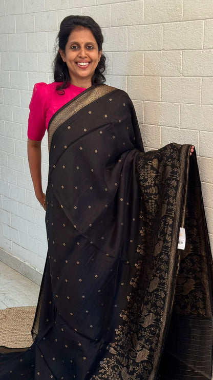 Moonga Tussar Flamingo Saree