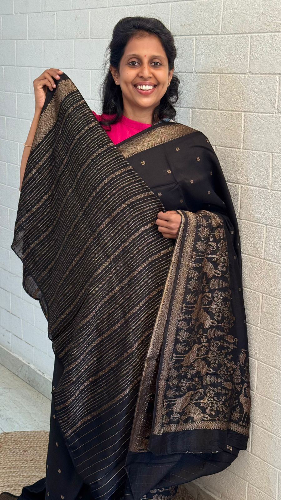 Moonga Tussar Flamingo Saree