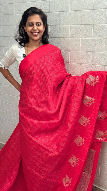 Georgette Checks Crush Saree