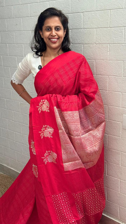 Georgette Checks Crush Saree