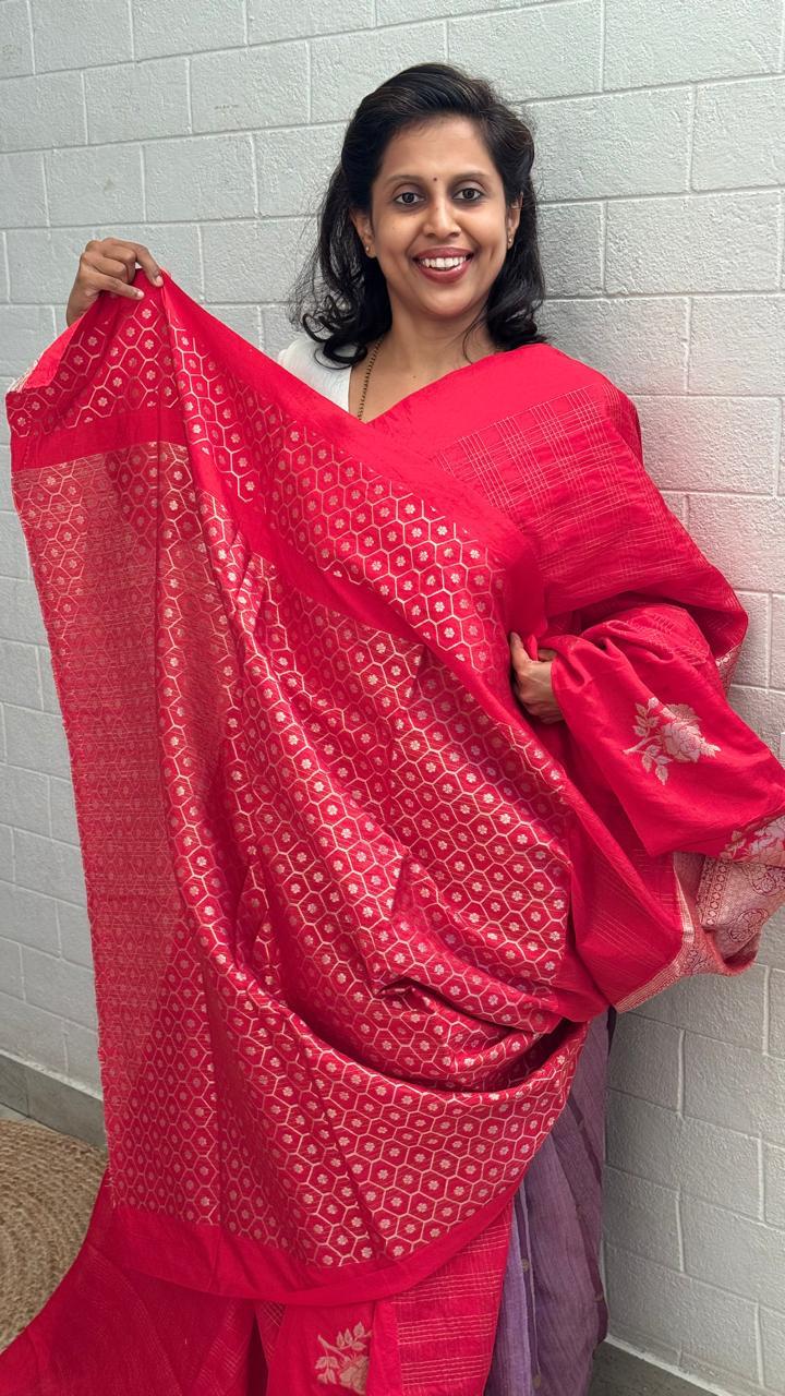 Georgette Checks Crush Saree
