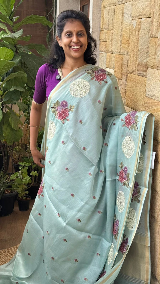 Chanderi Silk Embroidered Saree