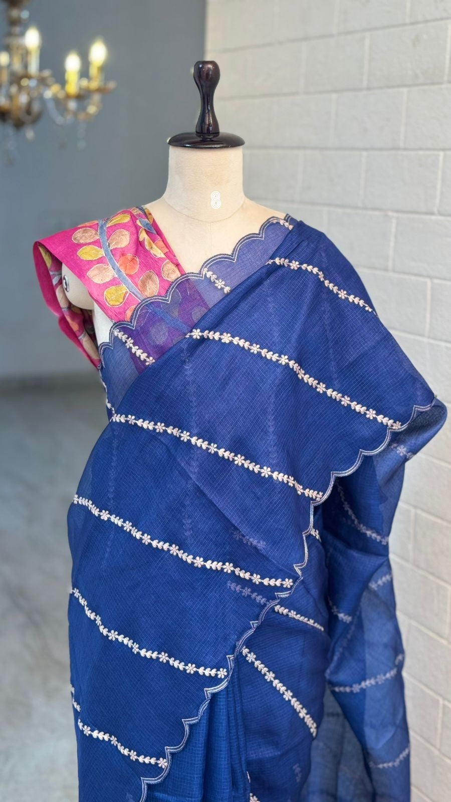 Pure Kota Sapphire Blue Silk Saree