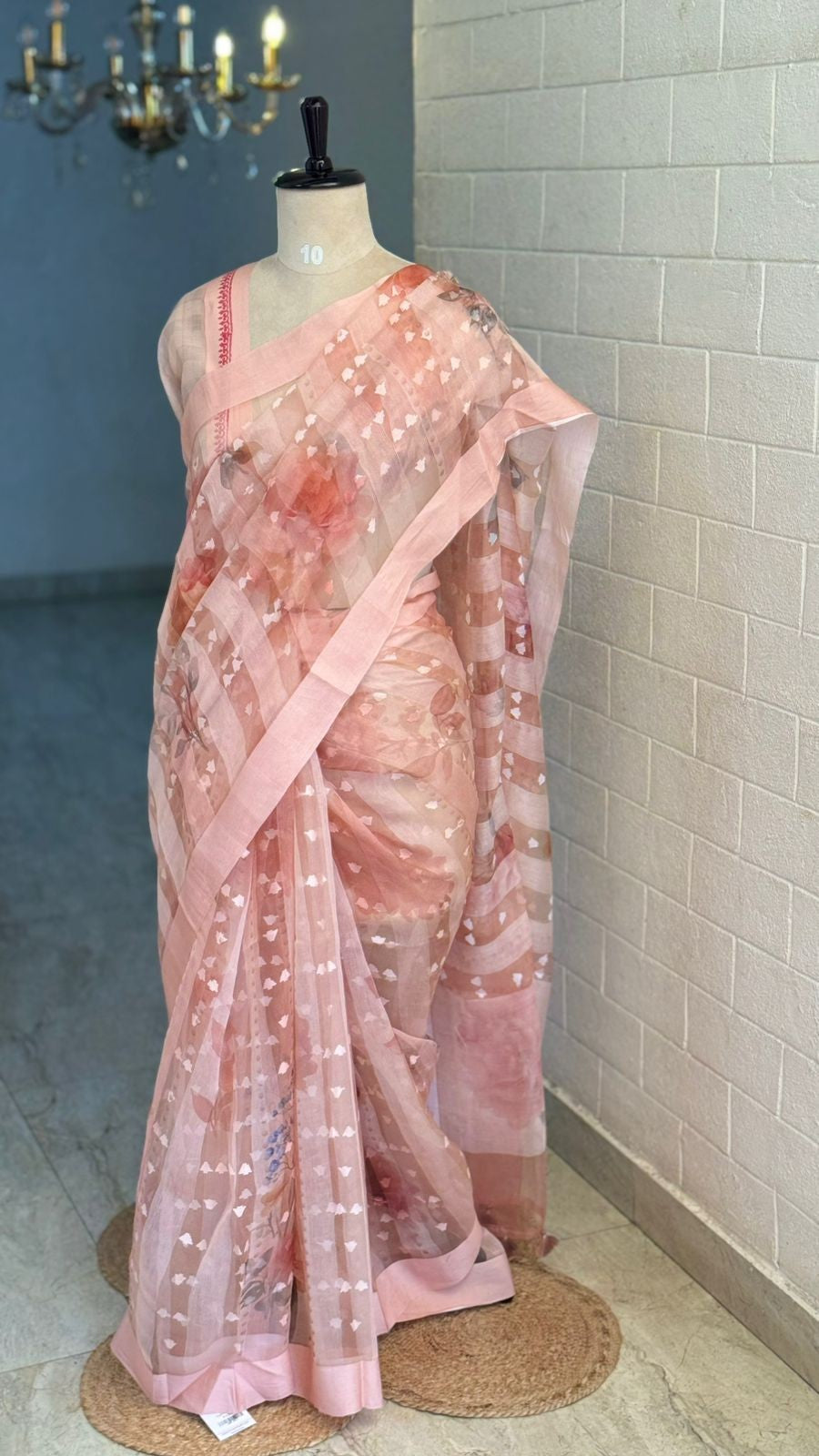 Pure Organza Silk Saree Peach