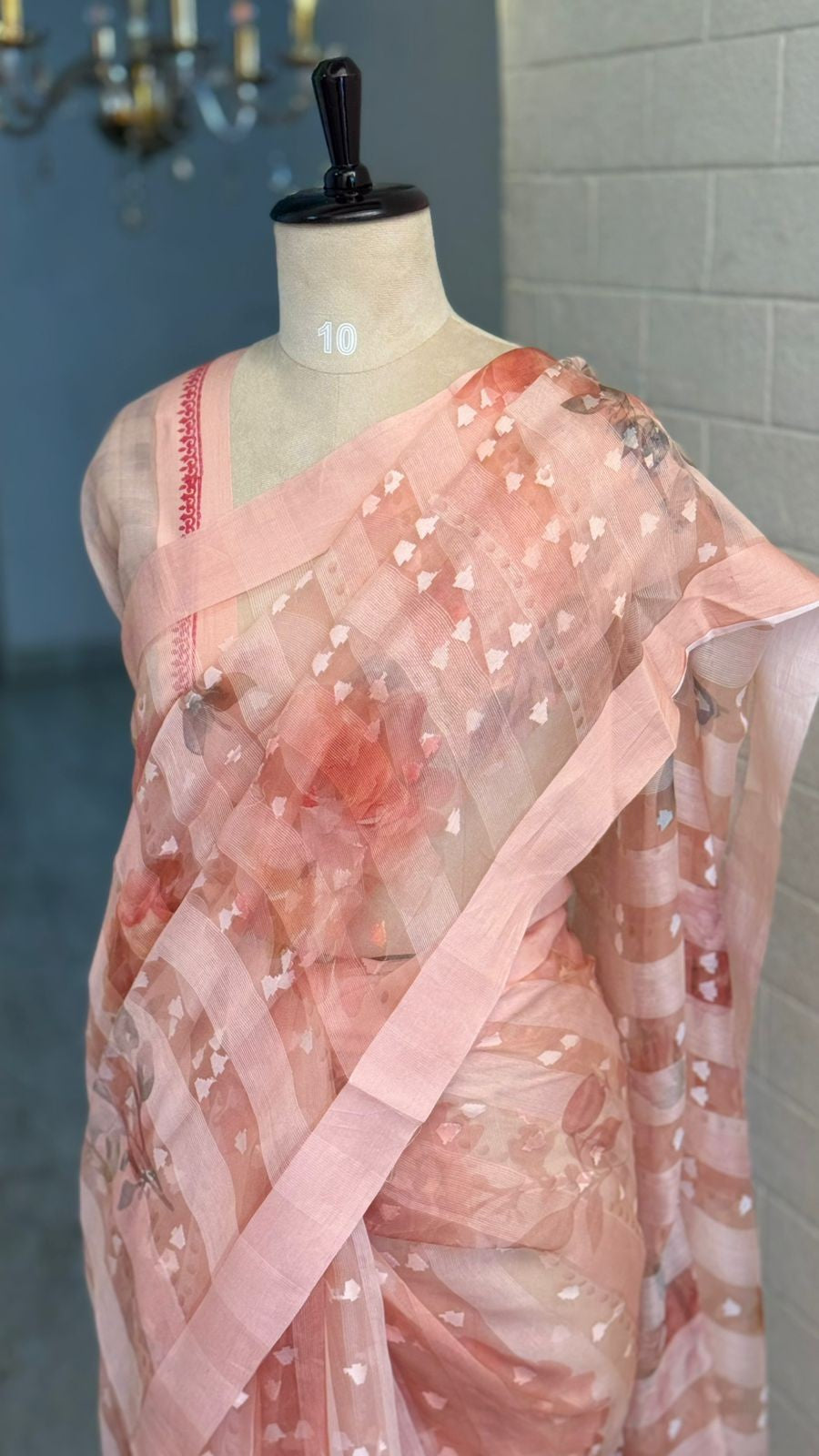 Pure Organza Silk Saree Peach