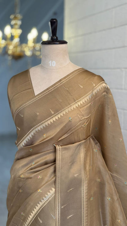 Moonga Tussar Paithani Saree