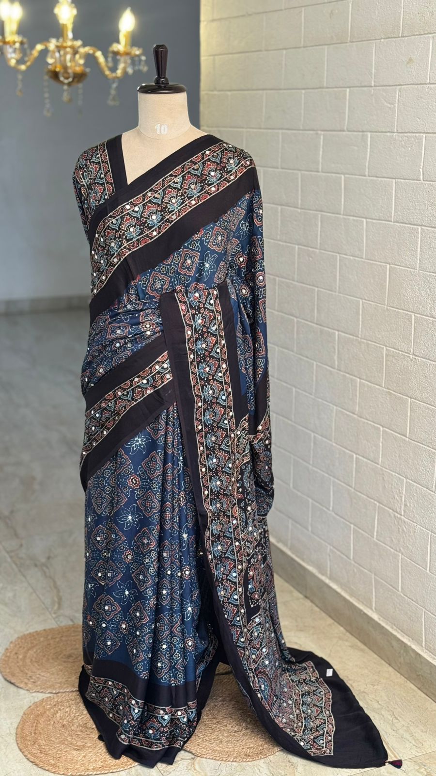 Pure Modal Mirror Work Saree