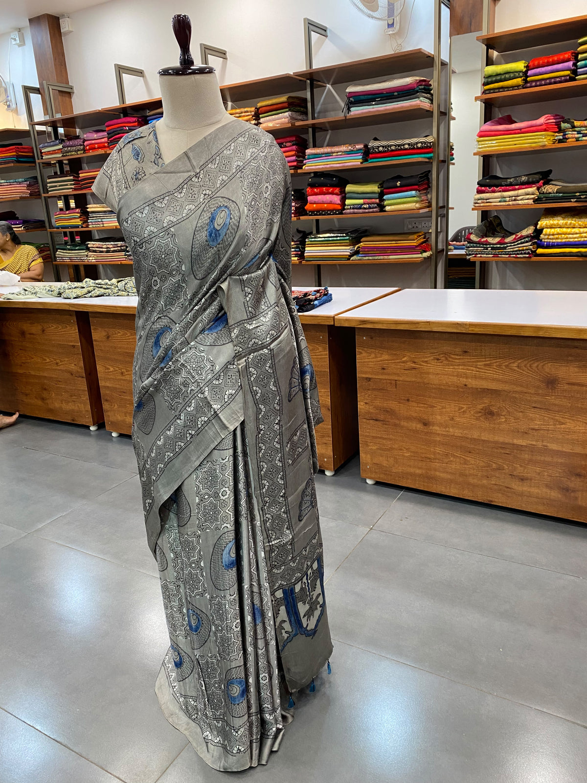 Pure Modal Ajrak Ash Saree