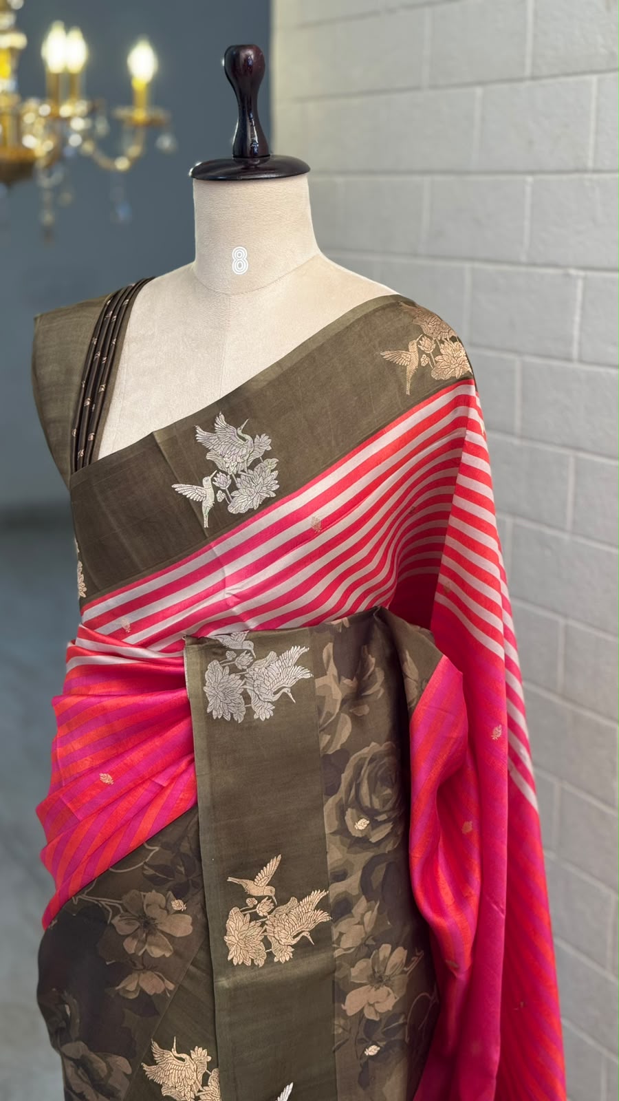Pure Raw Mango Silk Pichwai Pink Saree