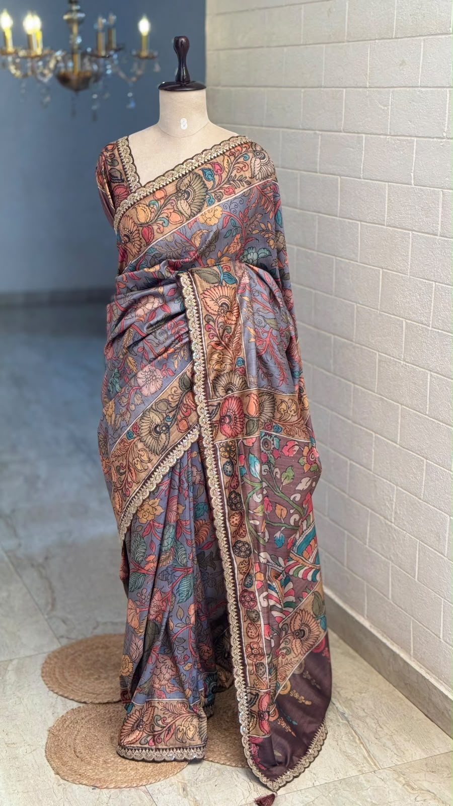 Blended Tussar Kalamkari Designer Saree