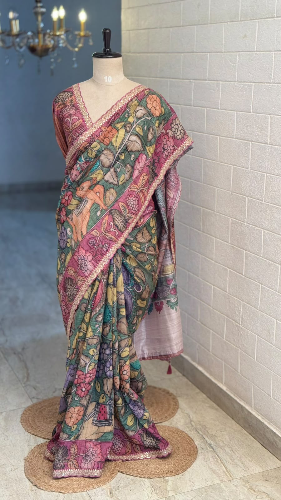 Blended Tussar Kalamkari Designer Saree