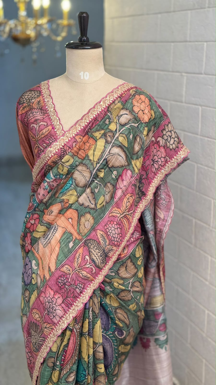 Blended Tussar Kalamkari Designer Saree