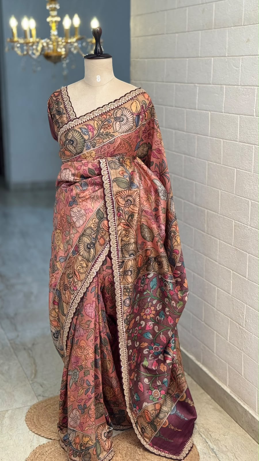 Blended Tussar Kalamkari Designer Saree
