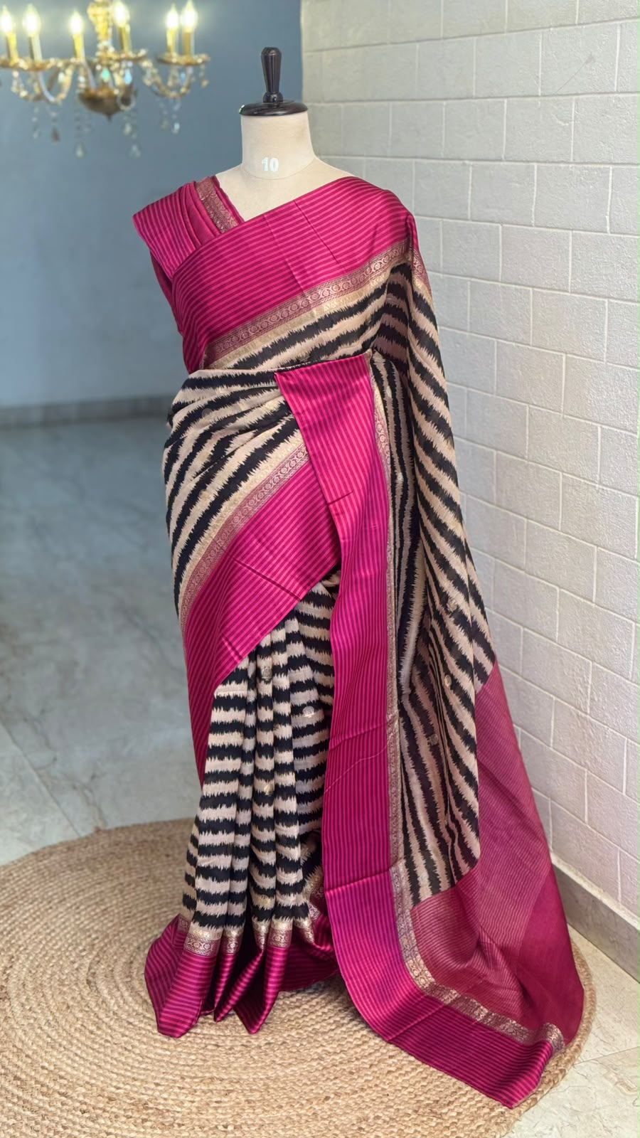 Pure Tussar Horizontal Line Saree