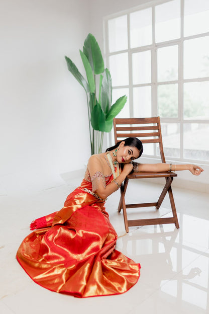 Red Gold Woven Silk