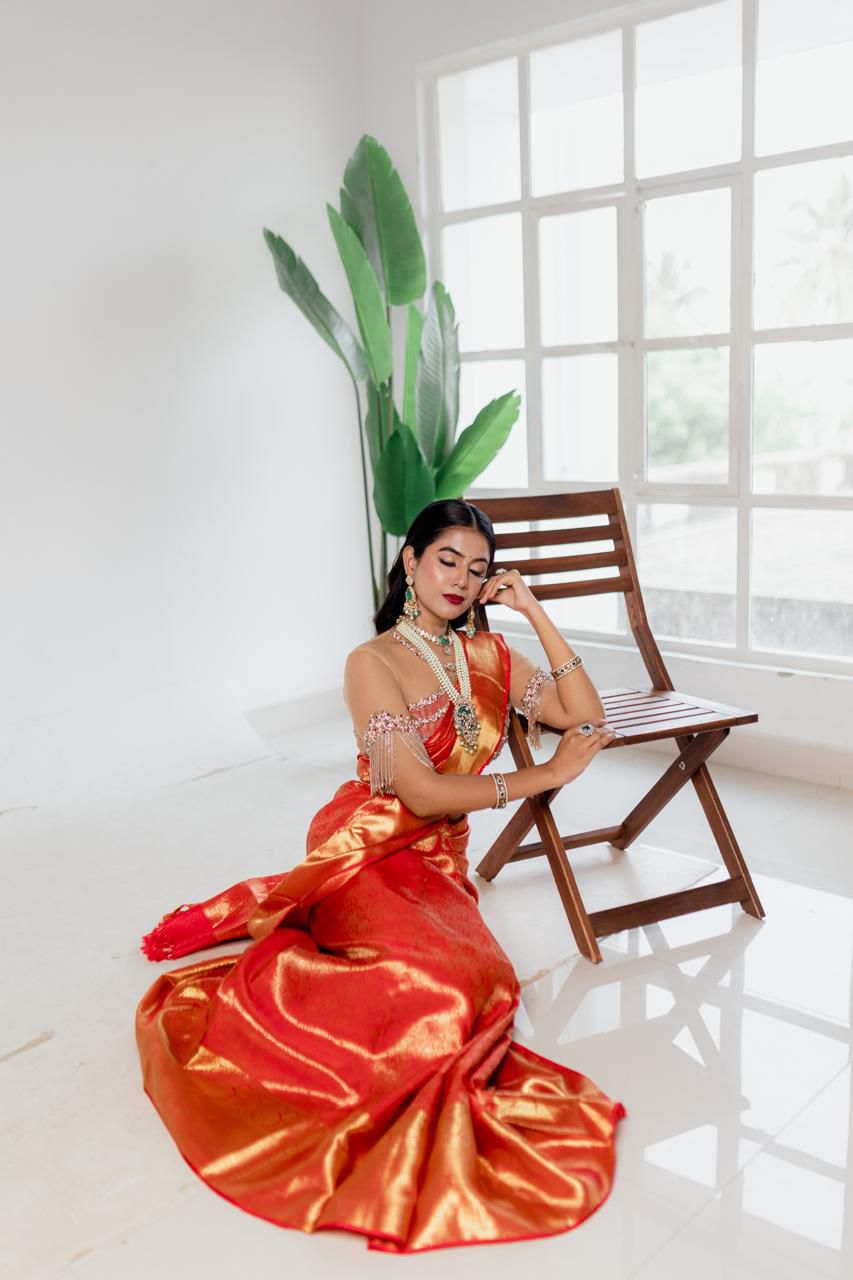 Red Gold Woven Silk