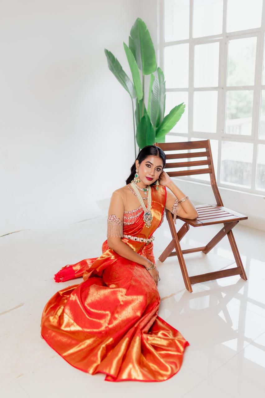 Red Gold Woven Silk