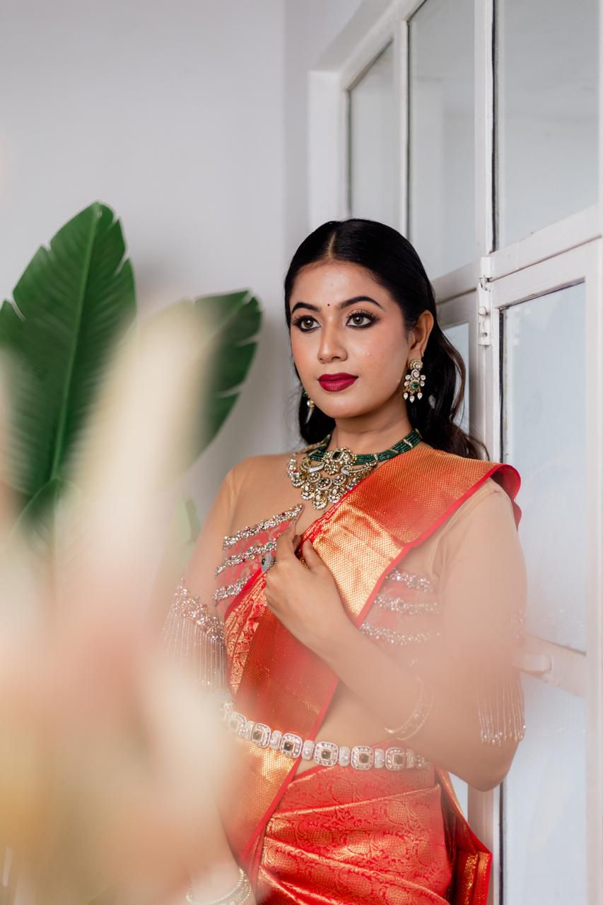 Red Gold Woven Silk