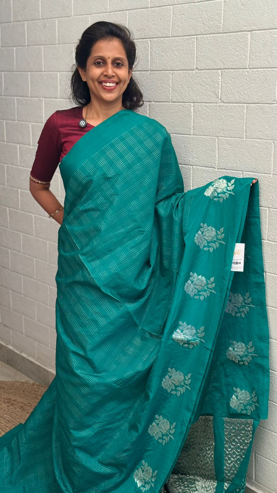 Georgette Checks Crush Saree