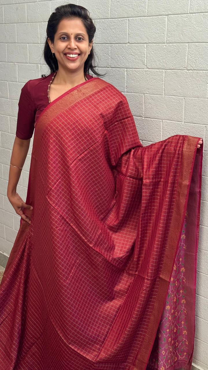 Chanderi Checkered Zari Border