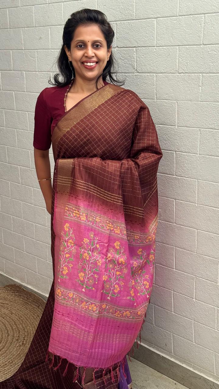 Chanderi Checkered Zari Border