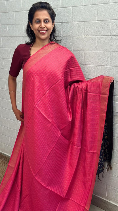 Chanderi Checkered Zari Border