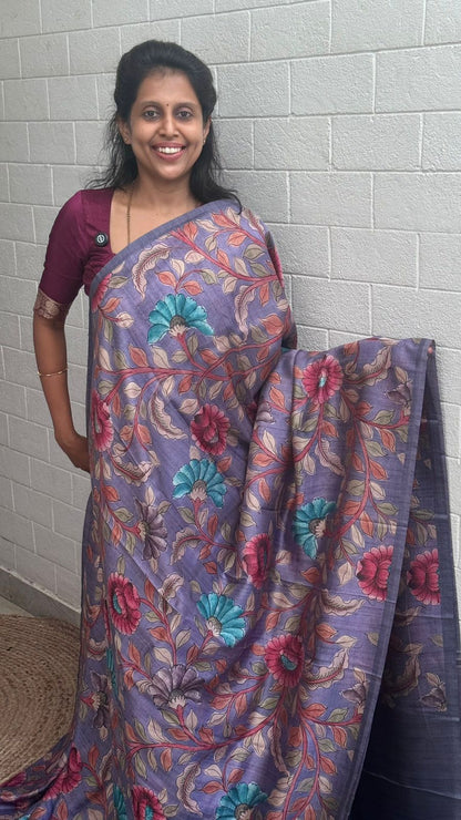 Korean Tussar Kalamkari Saree